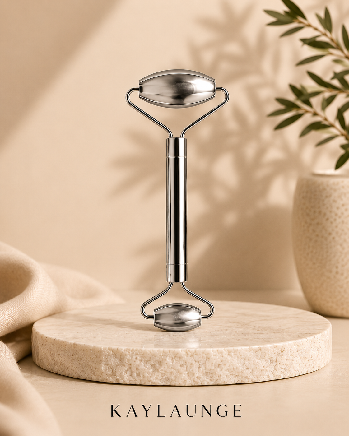 KAYLAUNGE Stainless Steel Dual Ice Roller Facial Massager